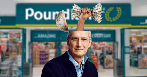 A hand holding money popping out of a man's head